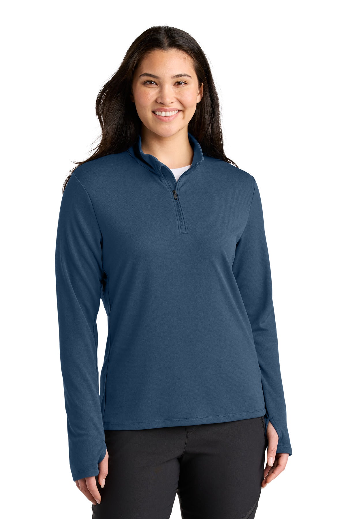 Custom logo The North Face® Women's Ambition 1/4-Zip NF0A8ENQ in Shady Blue