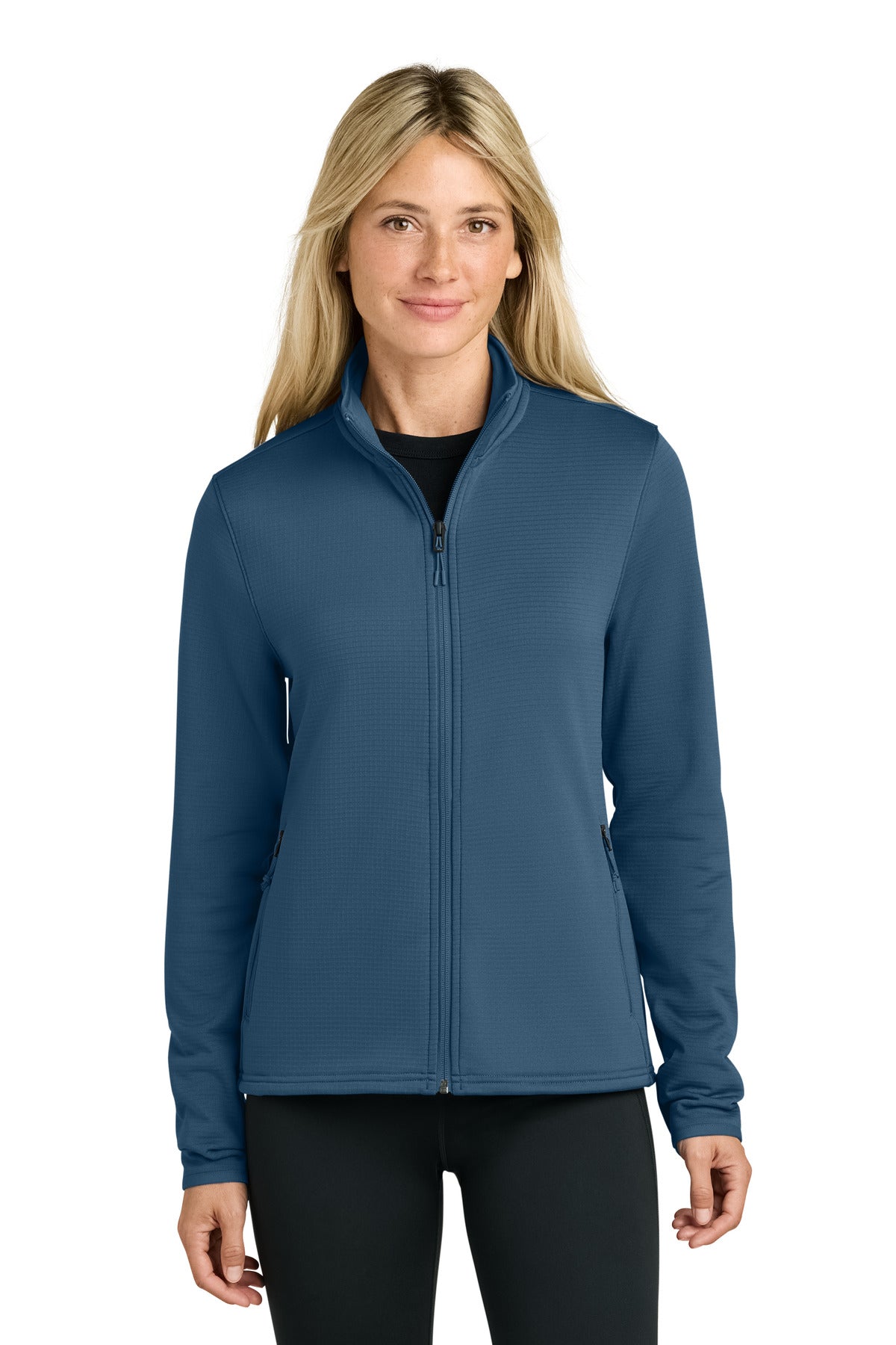 Custom logo The North Face® Women's Aim Full-Zip Fleece Jacket NF0A8FQJ in Shady Blue