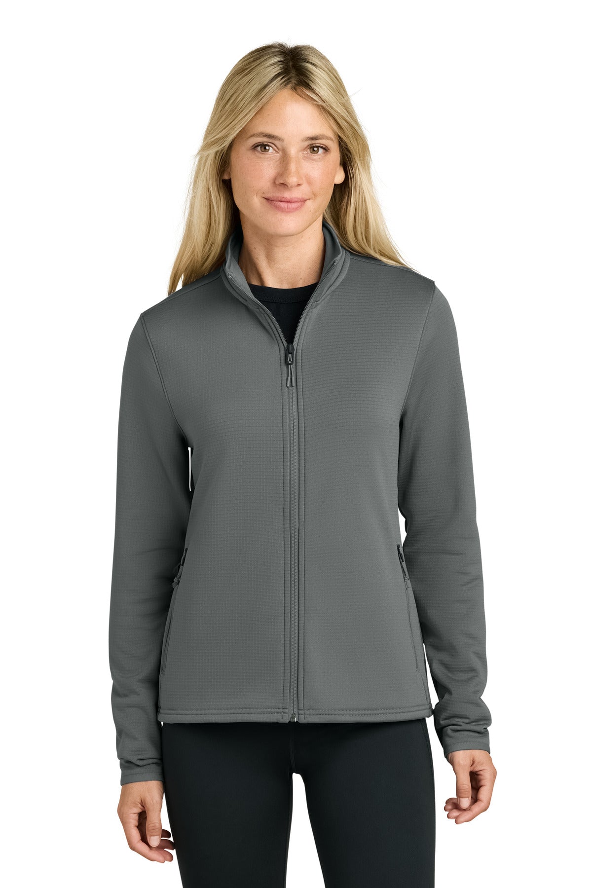 Custom logo The North Face® Women's Aim Full-Zip Fleece Jacket NF0A8FQJ in Smoked Pearl Grey
