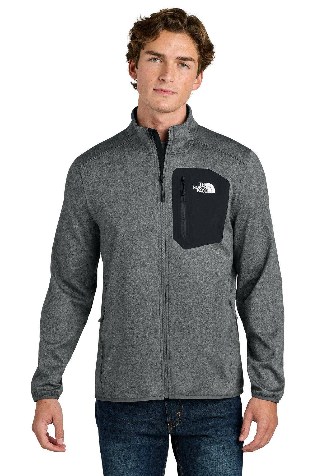 Custom logo The North Face® Dove Creek Full-Zip Fleece Jacket NF0A8FQN in TNF Medium Grey Heather