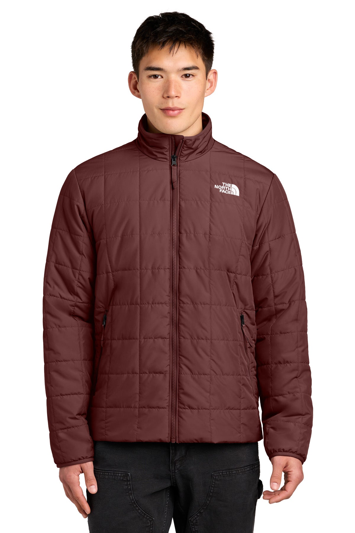 Custom logo The North Face® Iron Drift Quilted Jacket NF0A8JEV in Sumac Burgundy