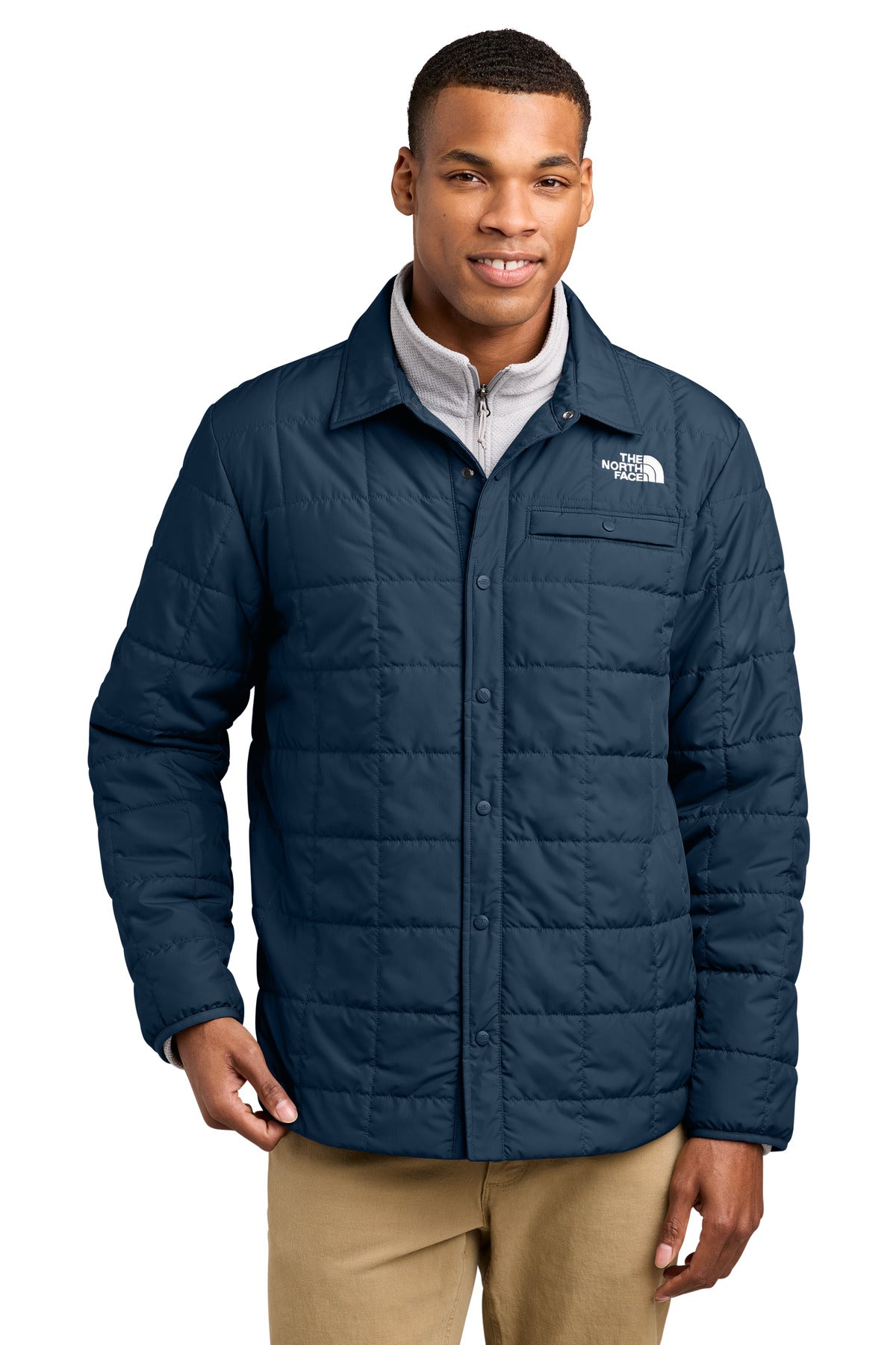 Custom logo The North Face® Iron Drift Quilted Shirt Jacket NF0A8JEX in Summit Navy