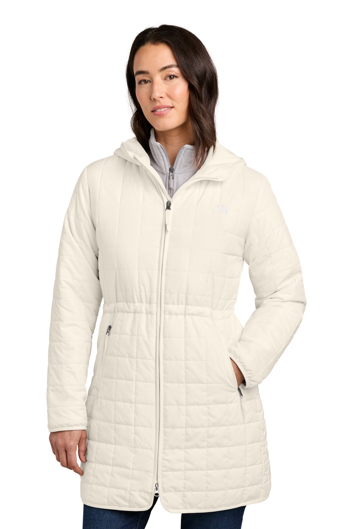 Custom logo The North Face® Women's Iron Drift Quilted Hooded Parka NF0A8JEY in White Dune