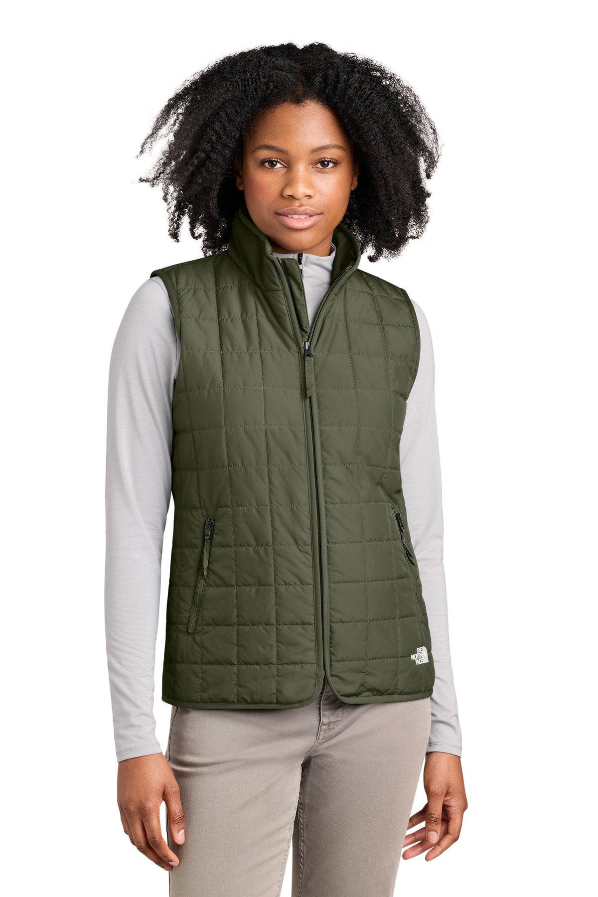 Custom logo The North Face® Women's Iron Drift Quilted Vest NF0A8JF0 in New Taupe Green