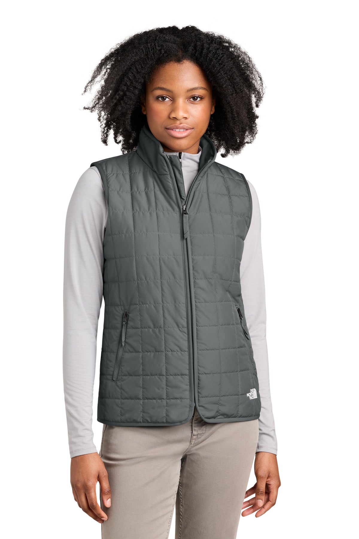 Custom logo The North Face® Women's Iron Drift Quilted Vest NF0A8JF0 in Smoked Pearl Grey