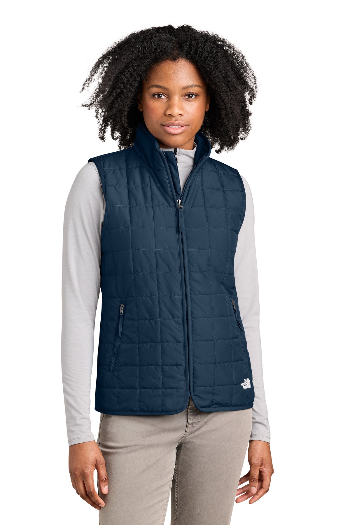 Custom logo The North Face® Women's Iron Drift Quilted Vest NF0A8JF0 in Summit Navy