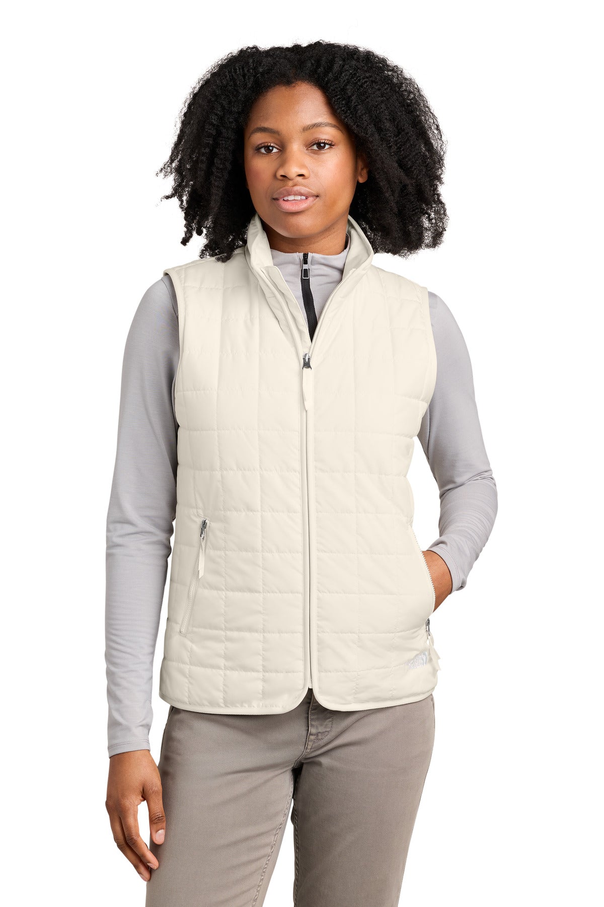 Custom logo The North Face® Women's Iron Drift Quilted Vest NF0A8JF0 in White Dune