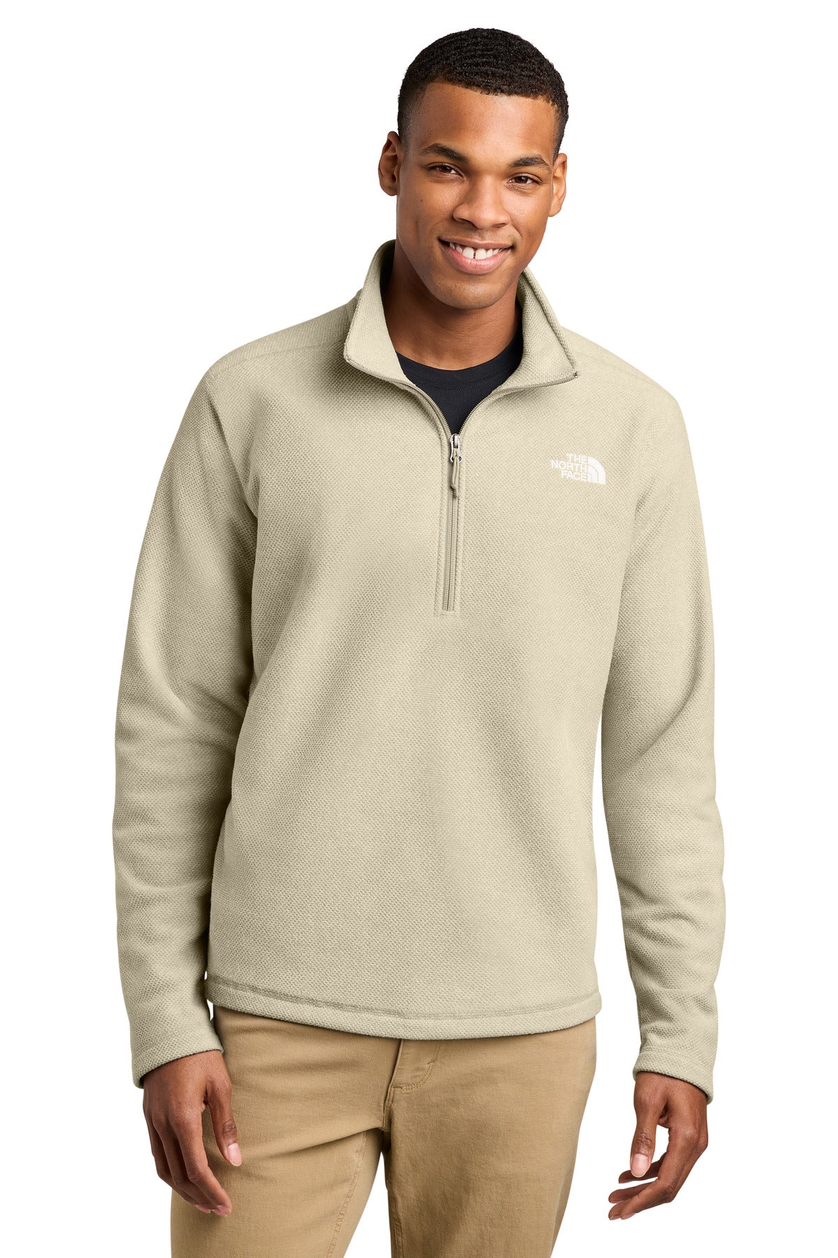Custom logo The North Face® Textured Pine Grove 1/2-Zip NF0A8JF6 in Gravel Heather