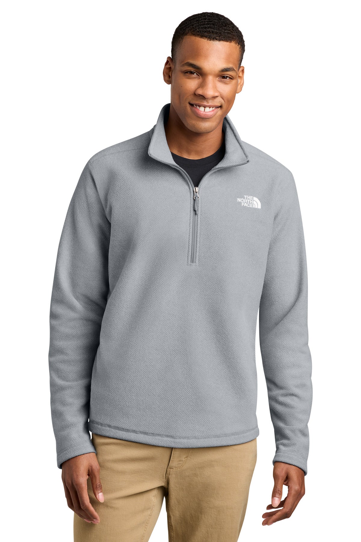 Custom logo The North Face® Textured Pine Grove 1/2-Zip NF0A8JF6 in TNF Light Grey Heather