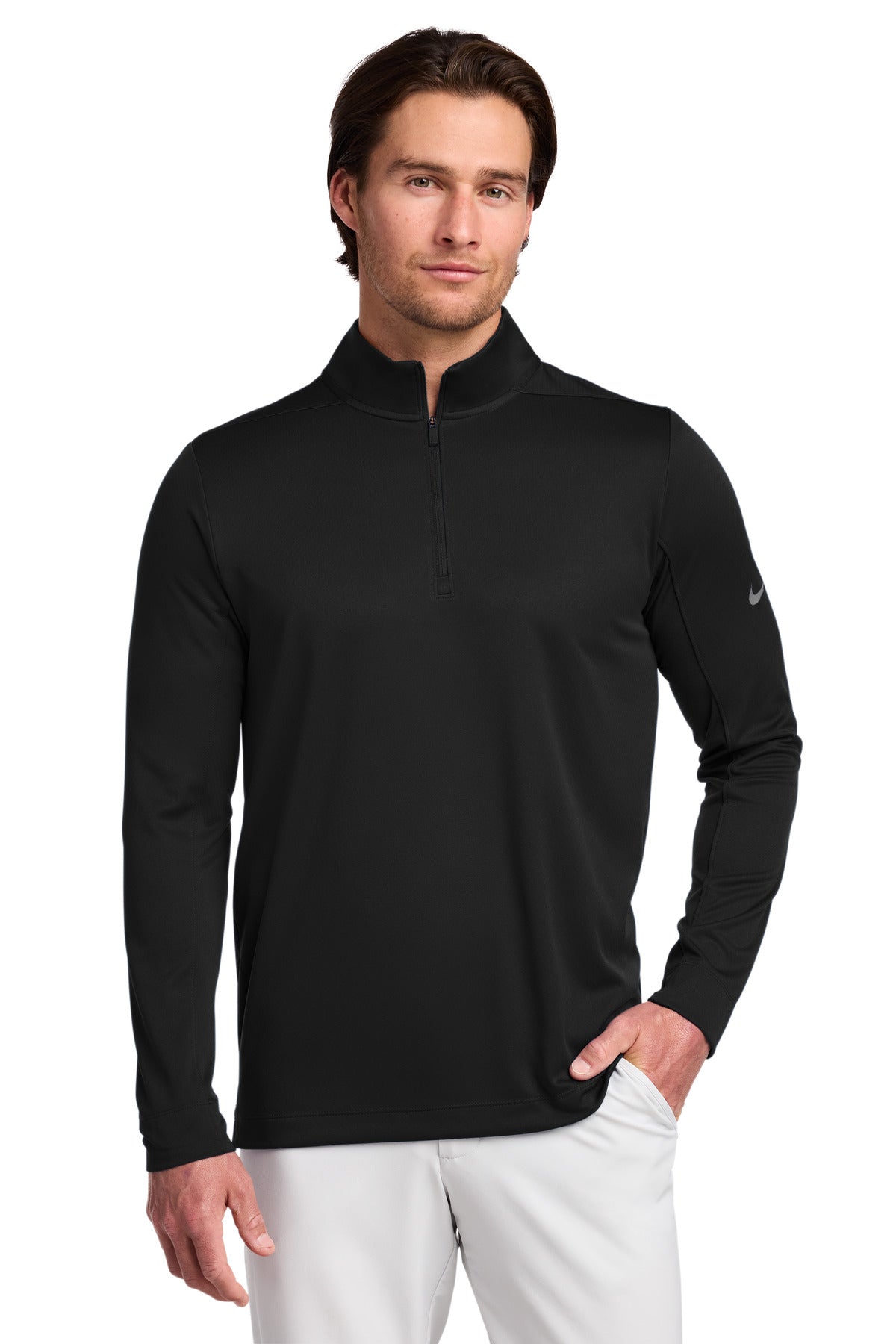 Custom logo Nike Dry 1/2-Zip Cover-Up NKBV6044 in Black