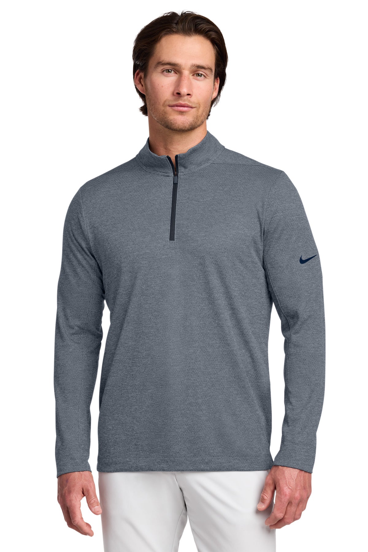 Custom logo Nike Dry 1/2-Zip Cover-Up NKBV6044 in Navy Heather