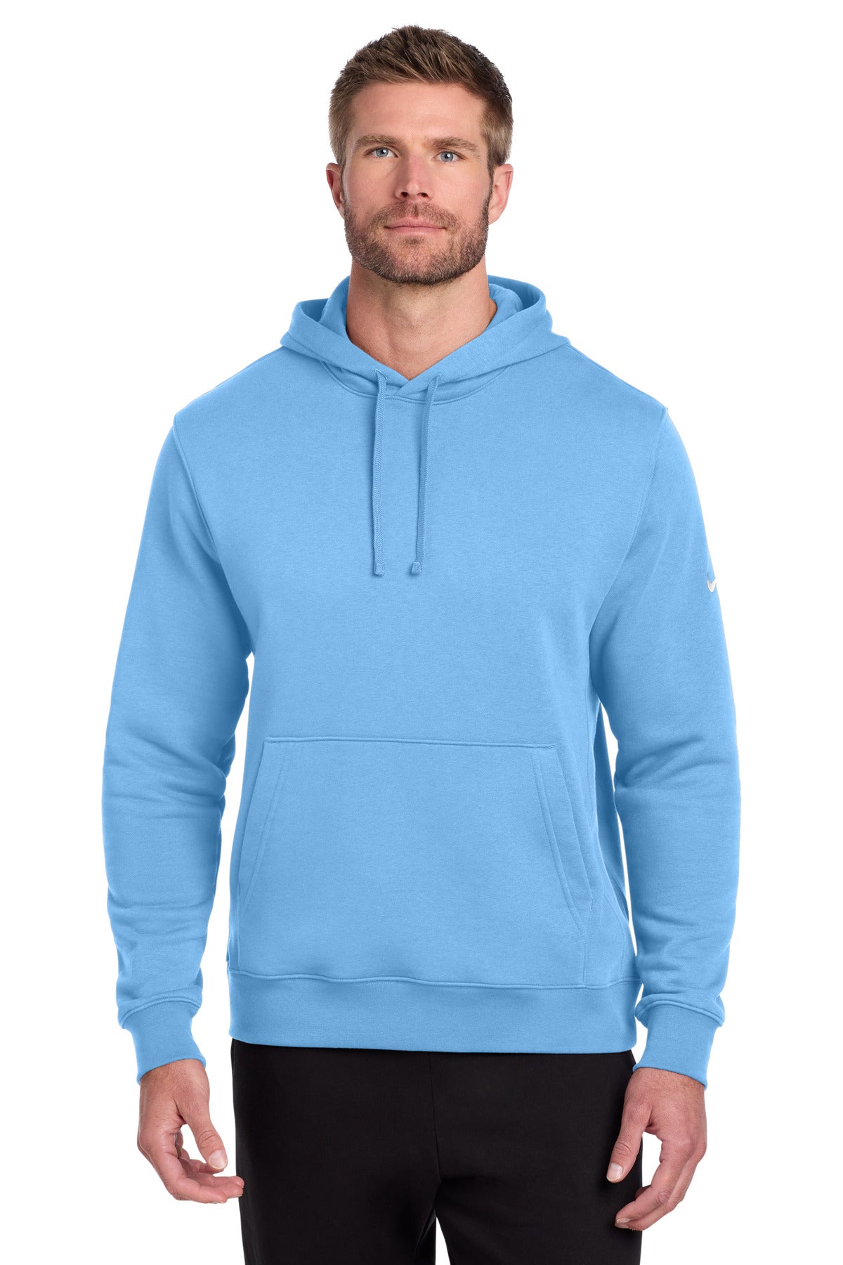 Custom logo Nike Club Fleece Sleeve Swoosh Pullover Hoodie NKDR1499 in Football Blue