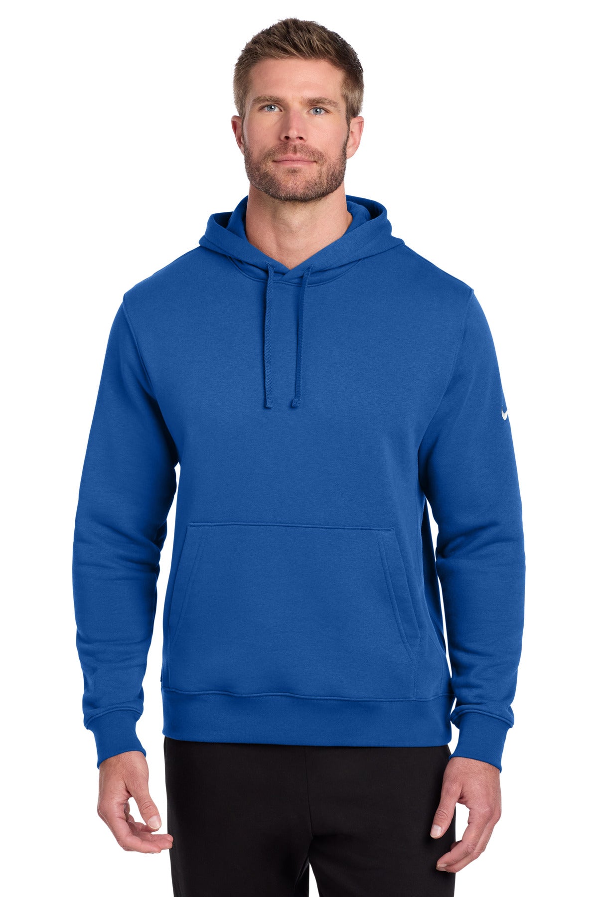 Custom logo Nike Club Fleece Sleeve Swoosh Pullover Hoodie NKDR1499 in Game Royal