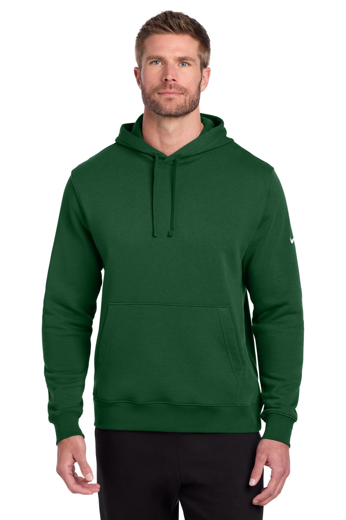 Custom logo Nike Club Fleece Sleeve Swoosh Pullover Hoodie NKDR1499 in Gorge Green