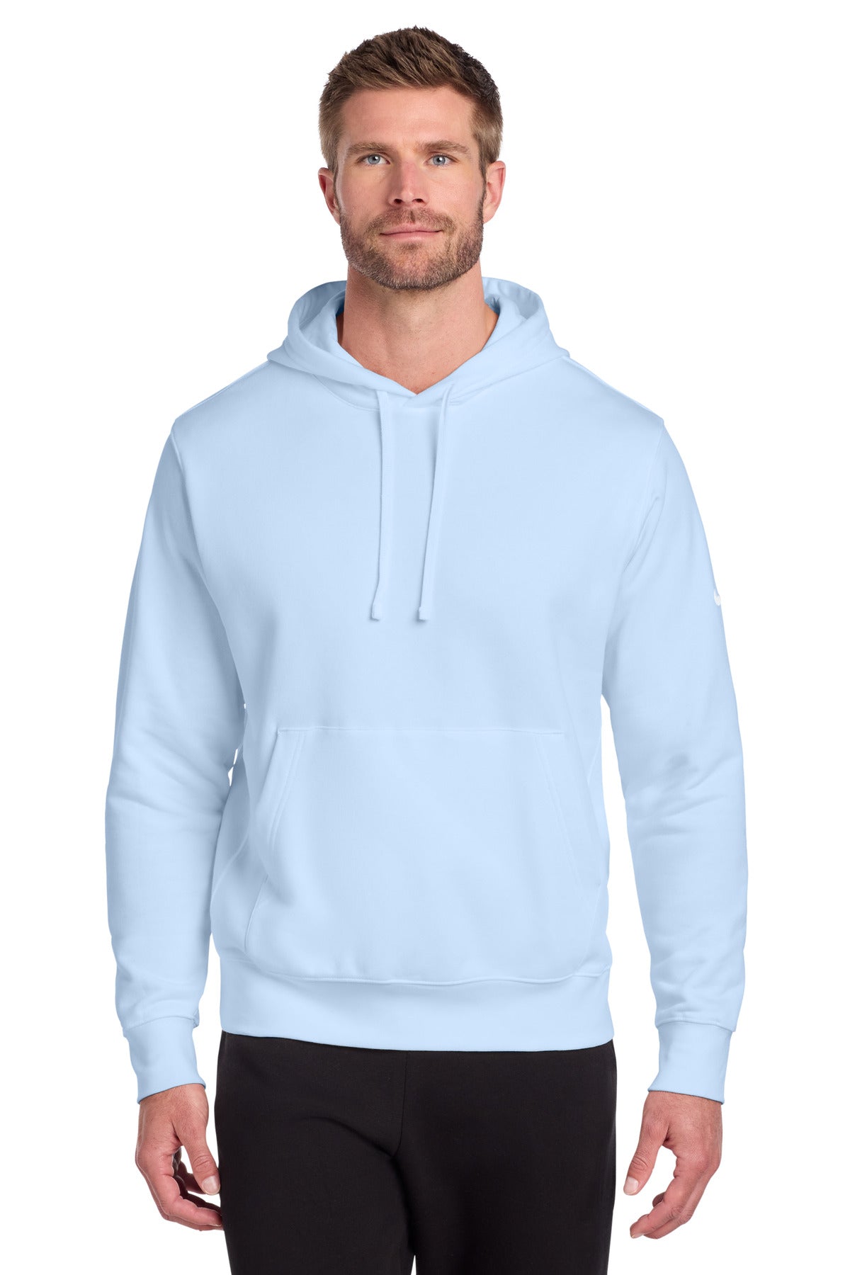 Custom logo Nike Club Fleece Sleeve Swoosh Pullover Hoodie NKDR1499 in Hydrogen Blue