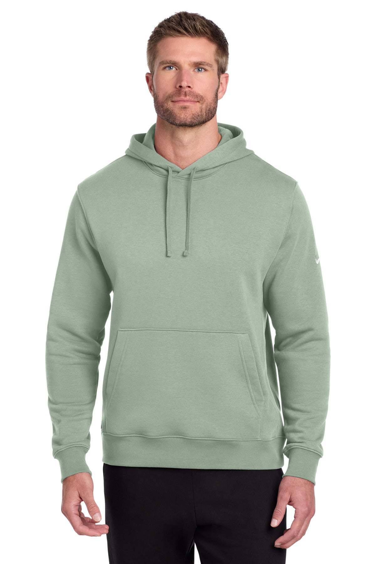 Custom logo Nike Club Fleece Sleeve Swoosh Pullover Hoodie NKDR1499 in Jade Horizon
