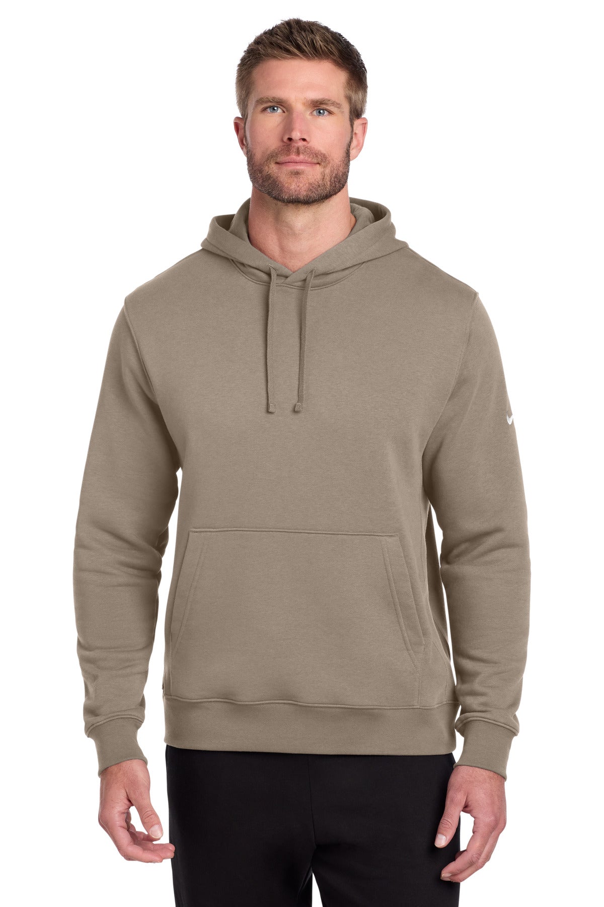 Custom logo Nike Club Fleece Sleeve Swoosh Pullover Hoodie NKDR1499 in Khaki
