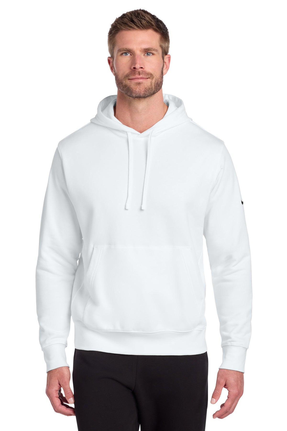Custom logo Nike Club Fleece Sleeve Swoosh Pullover Hoodie NKDR1499 in White