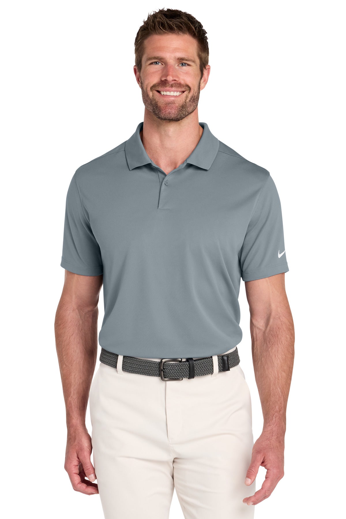Custom logo Nike Victory Solid Polo NKDX6684 in Cool Grey