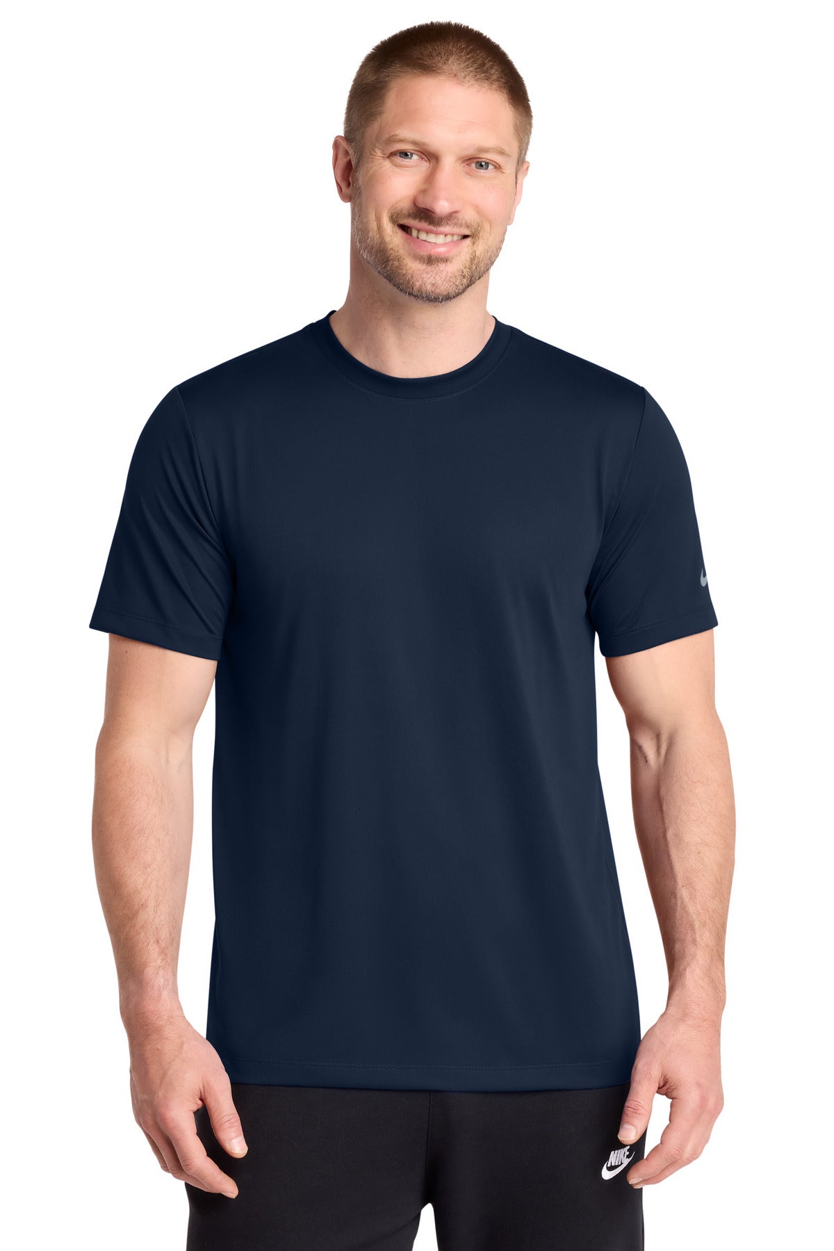 Custom logo Nike Swoosh Sleeve rLegend Tee NKDX8730 in College Navy