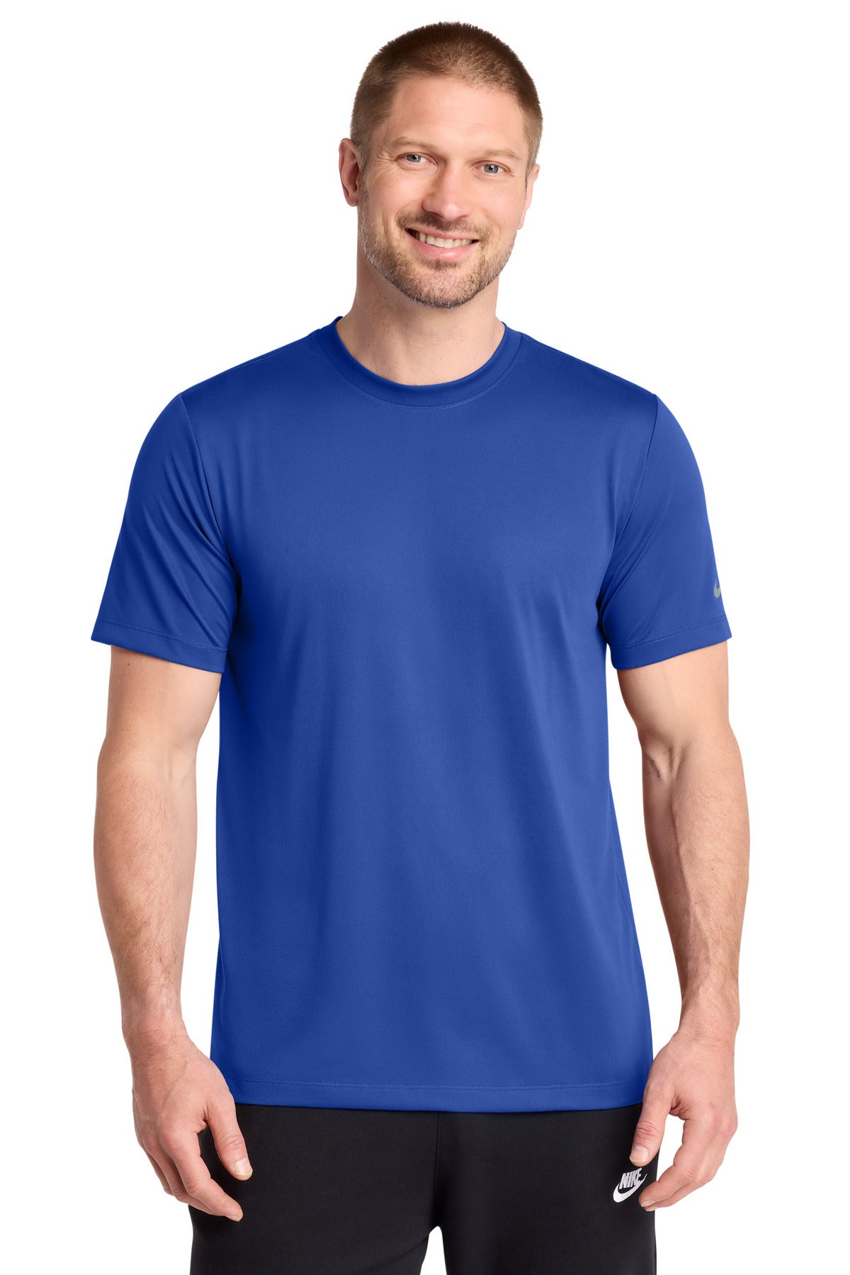 Custom logo Nike Swoosh Sleeve rLegend Tee NKDX8730 in Game Royal