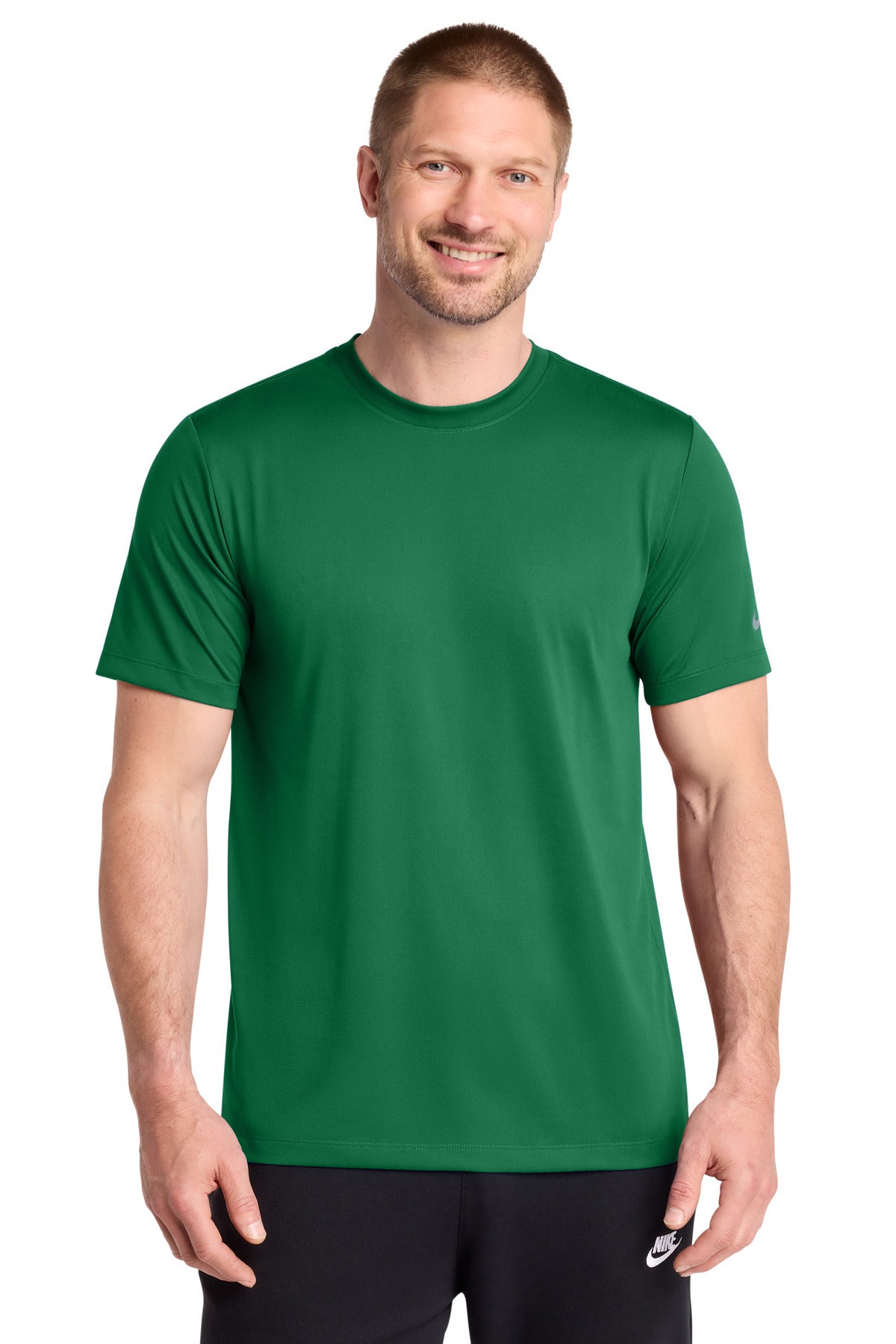 Custom logo Nike Swoosh Sleeve rLegend Tee NKDX8730 in Gorge Green