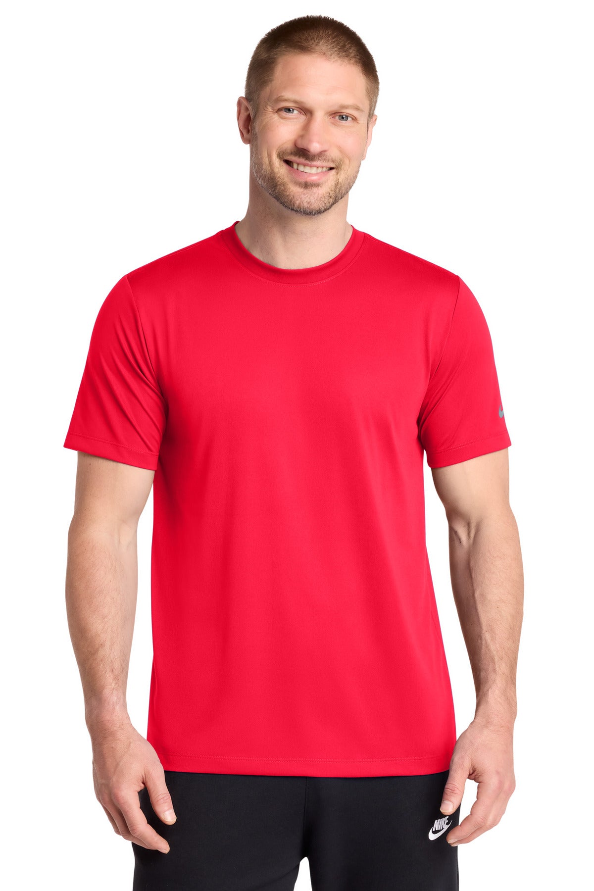 Custom logo Nike Swoosh Sleeve rLegend Tee NKDX8730 in University Red