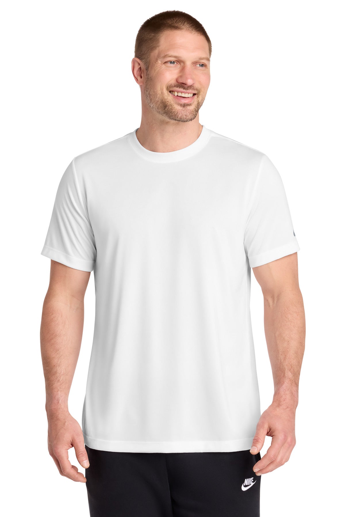 Custom logo Nike Swoosh Sleeve rLegend Tee NKDX8730 in White
