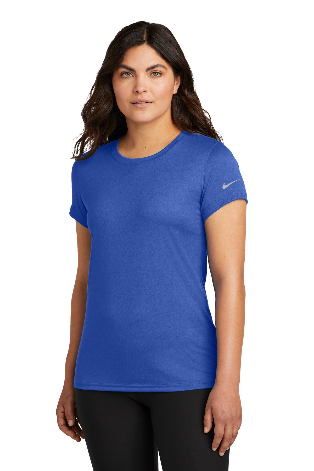 Custom logo Nike Women's Swoosh Sleeve rLegend Tee NKDX8734 in Game Royal