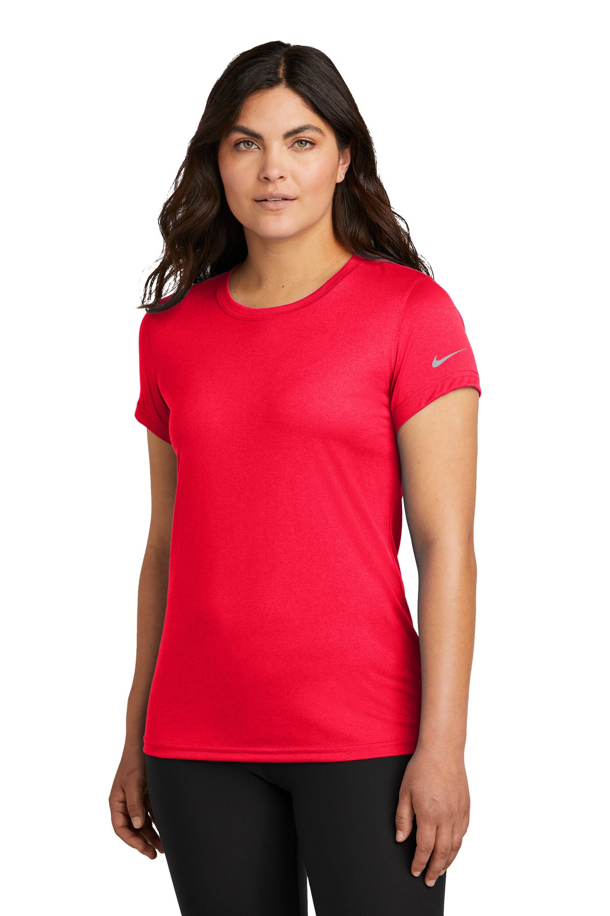 Custom logo Nike Women's Swoosh Sleeve rLegend Tee NKDX8734 in University Red