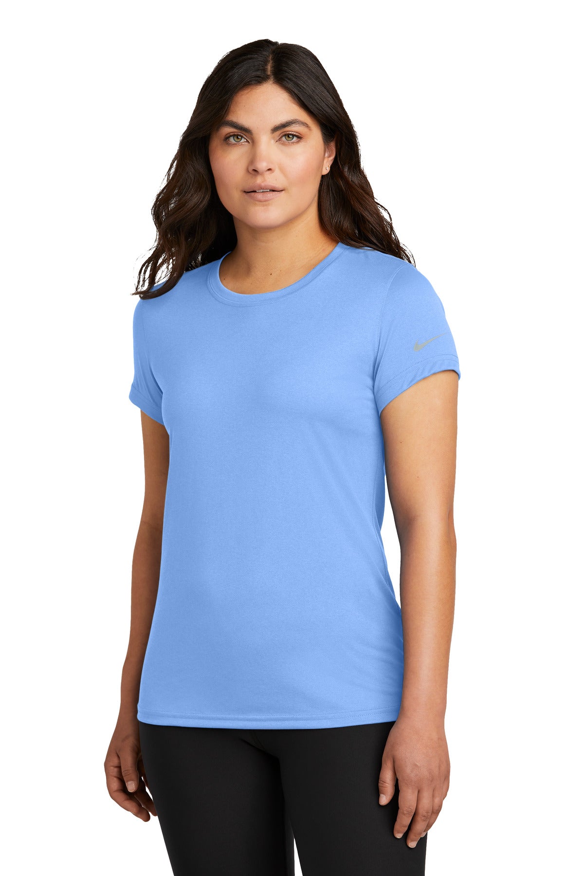 Custom logo Nike Women's Swoosh Sleeve rLegend Tee NKDX8734 in Valor Blue