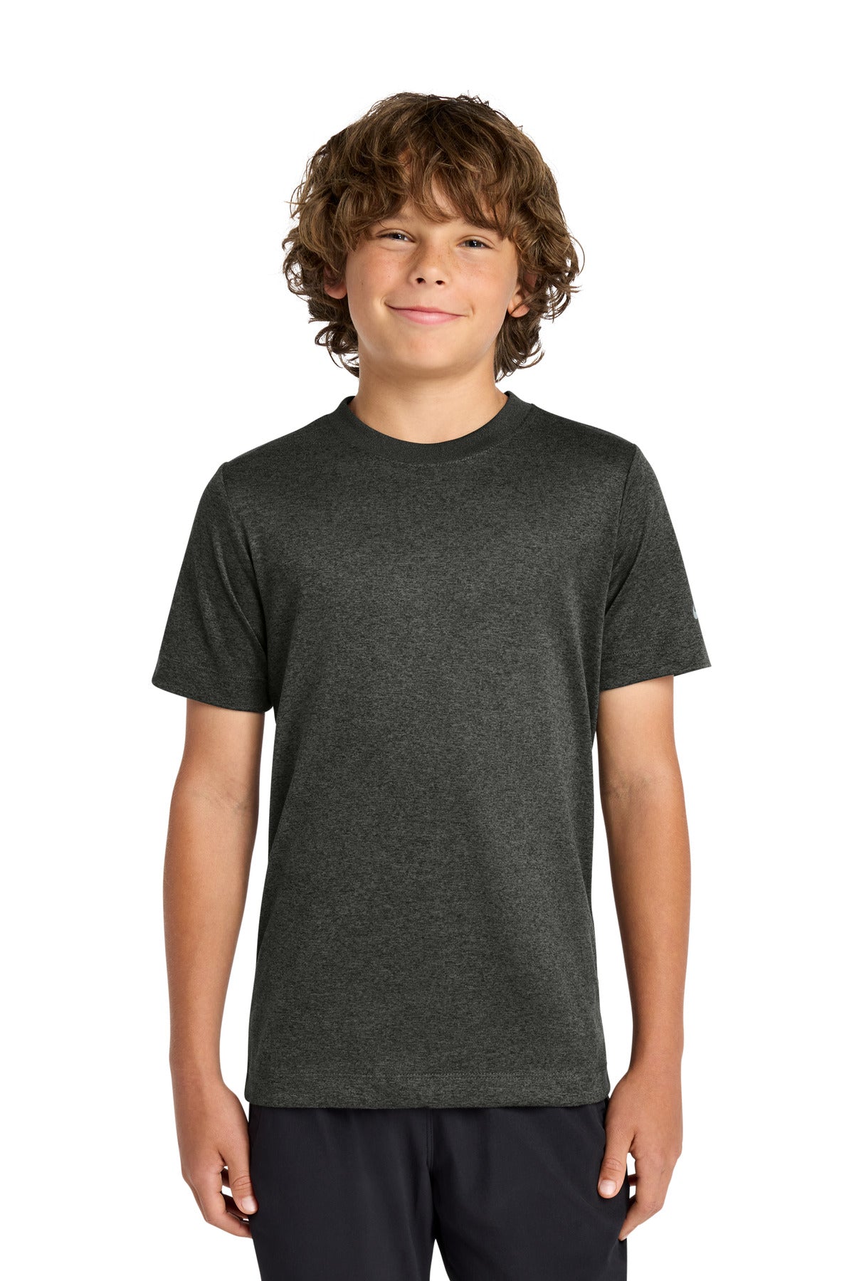 Custom logo Nike Youth Swoosh Sleeve rLegend Tee NKDX8787 in Dark Smoke Heather