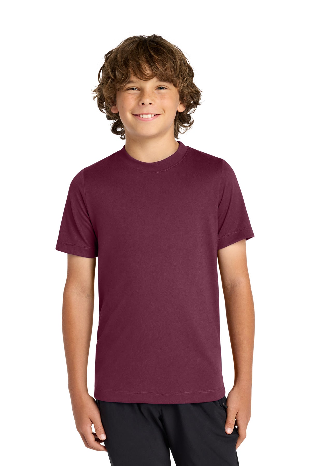 Custom logo Nike Youth Swoosh Sleeve rLegend Tee NKDX8787 in Deep Maroon
