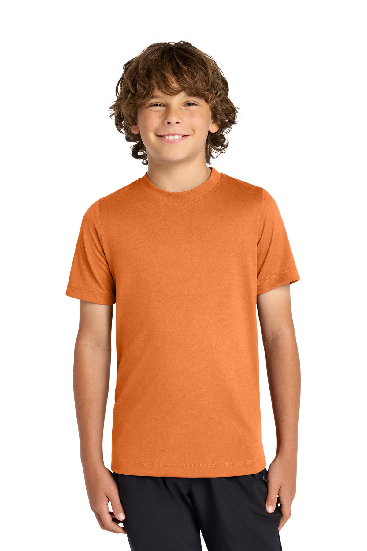 Custom logo Nike Youth Swoosh Sleeve rLegend Tee NKDX8787 in Desert Orange