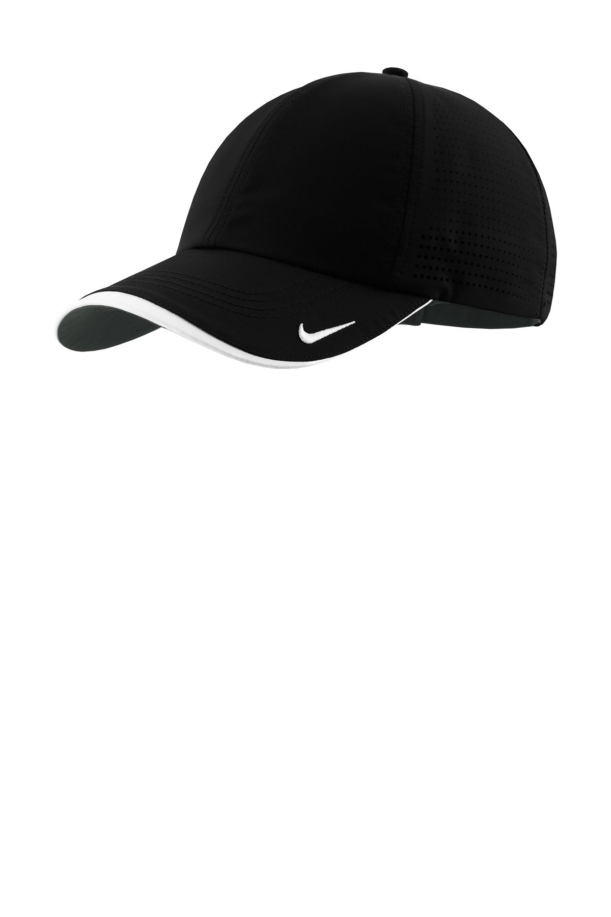 Custom logo Nike Dri-FIT Perforated Performance Cap NKFB6445 in Black/ White