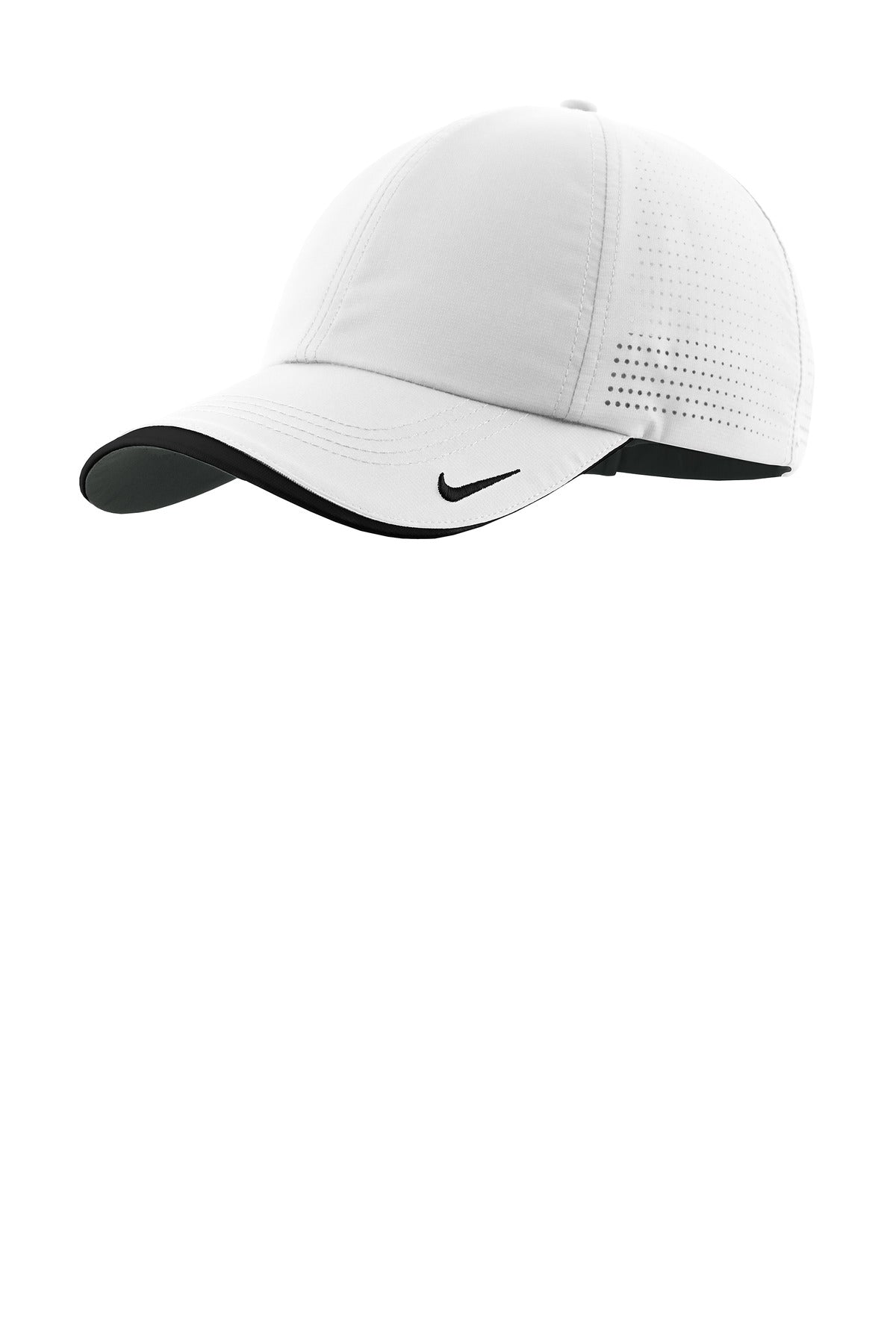 Custom logo Nike Dri-FIT Perforated Performance Cap NKFB6445 in White/ Black