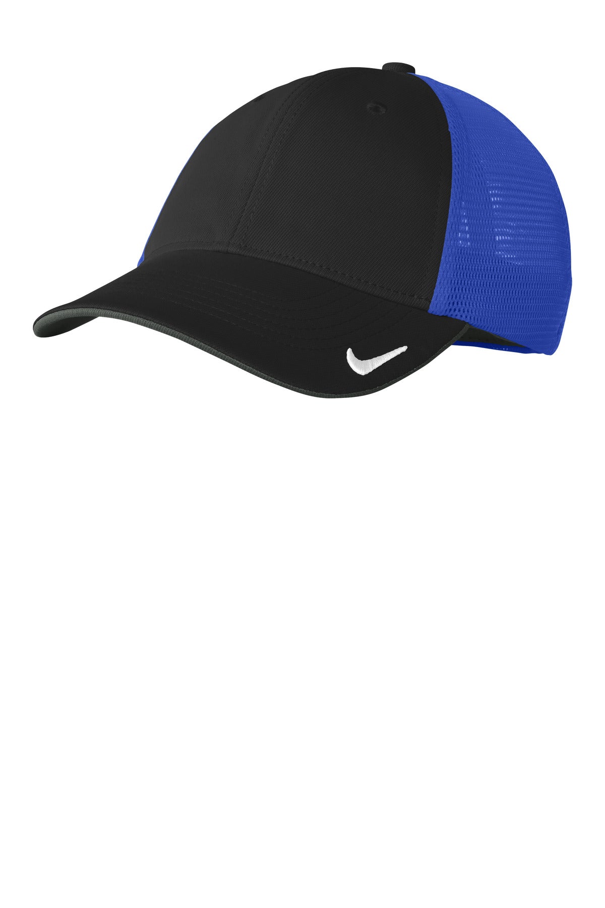 Custom logo Nike Stretch-to-Fit Mesh Back Cap NKFB6448 in Black/ Game Royal