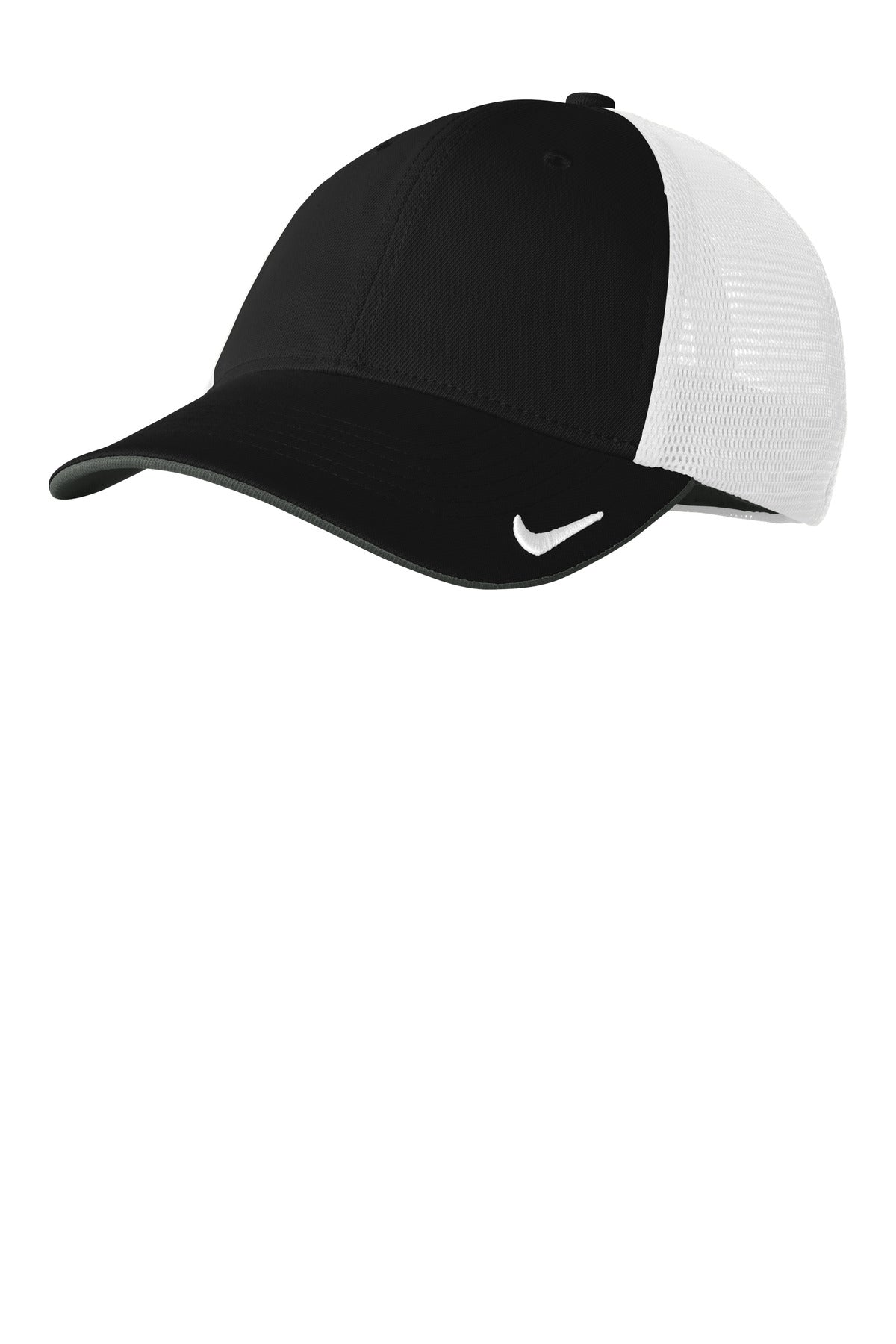 Custom logo Nike Stretch-to-Fit Mesh Back Cap NKFB6448 in Black/ White