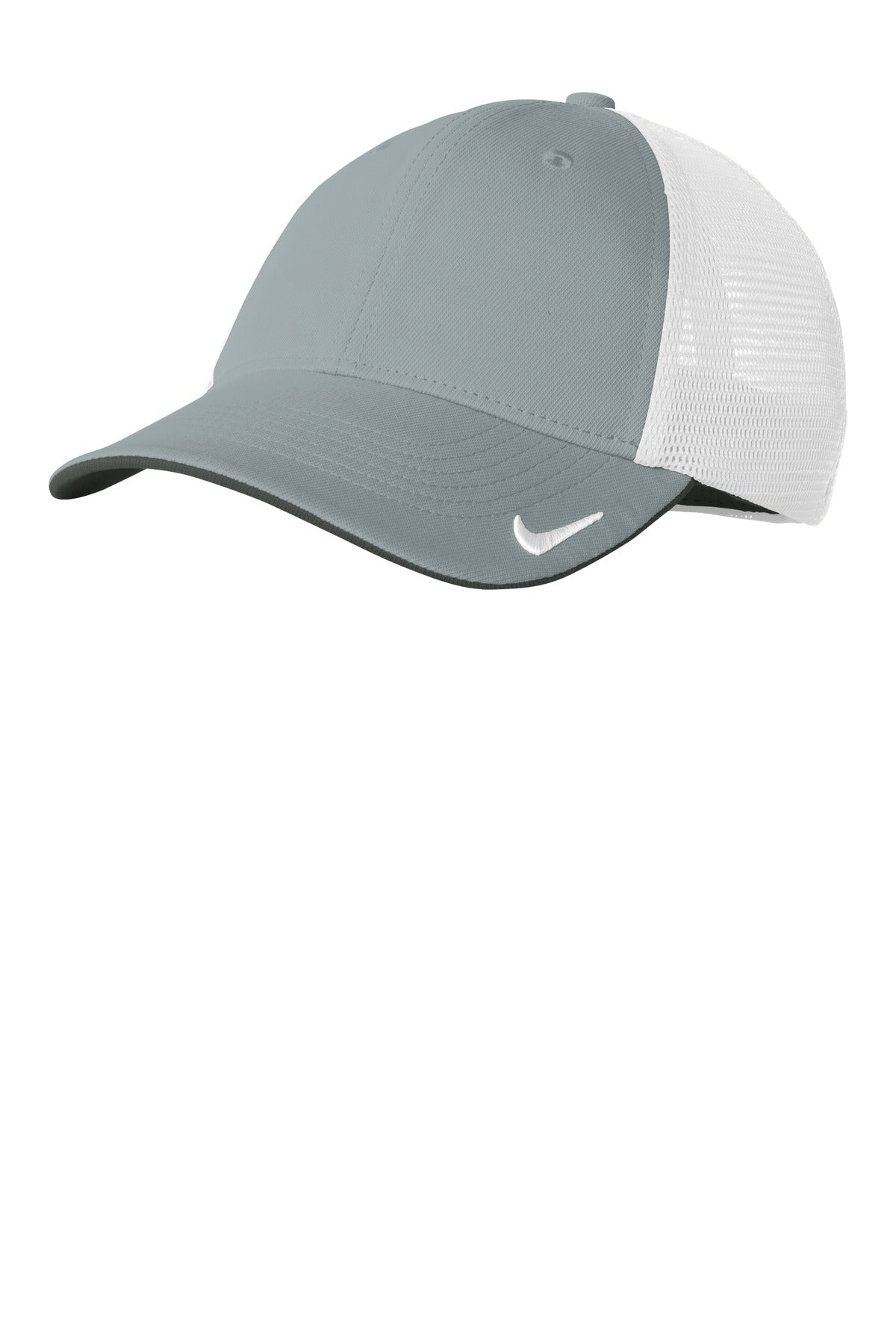Custom logo Nike Stretch-to-Fit Mesh Back Cap NKFB6448 in Cool Grey/ White