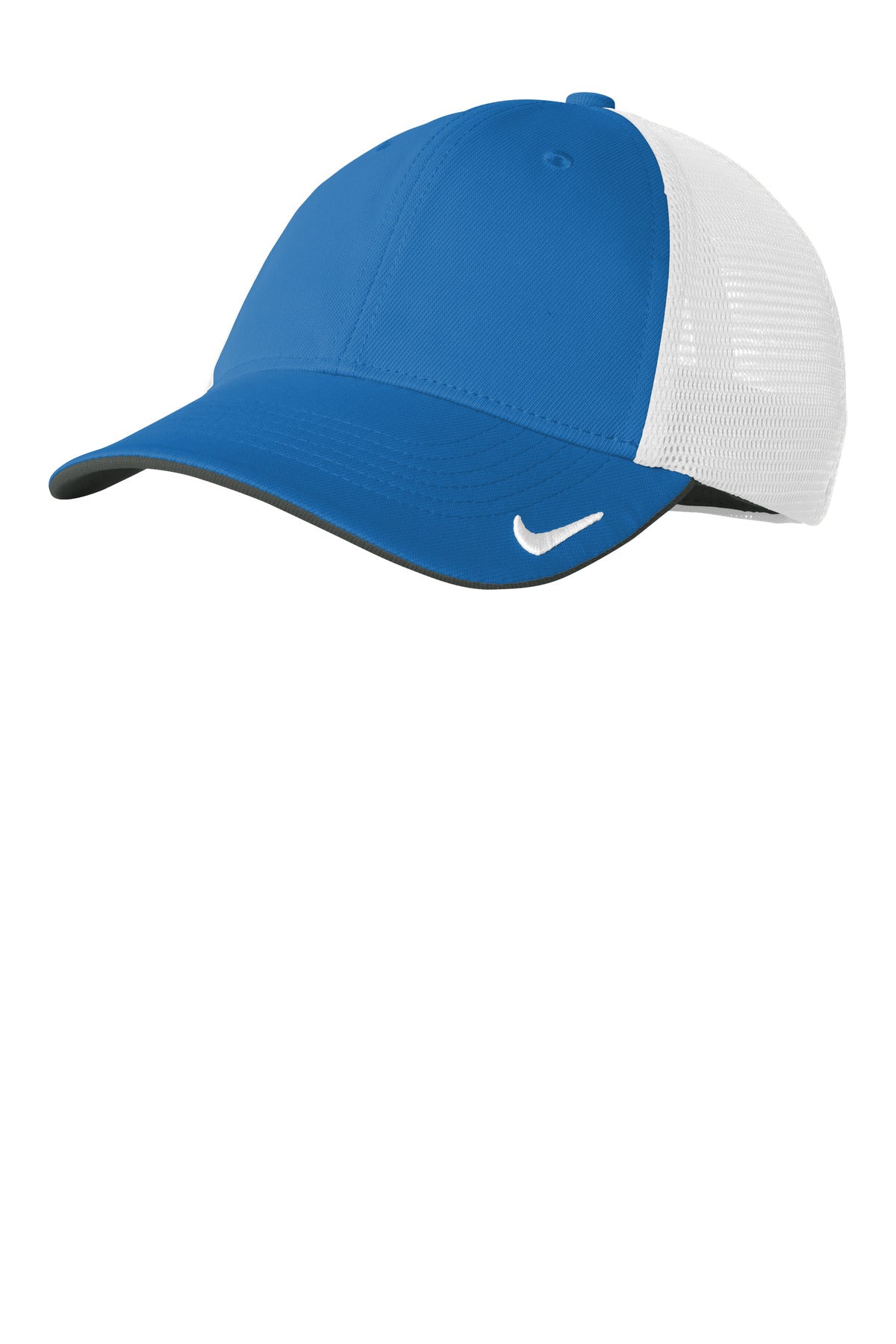 Custom logo Nike Stretch-to-Fit Mesh Back Cap NKFB6448 in Gym Blue/ White