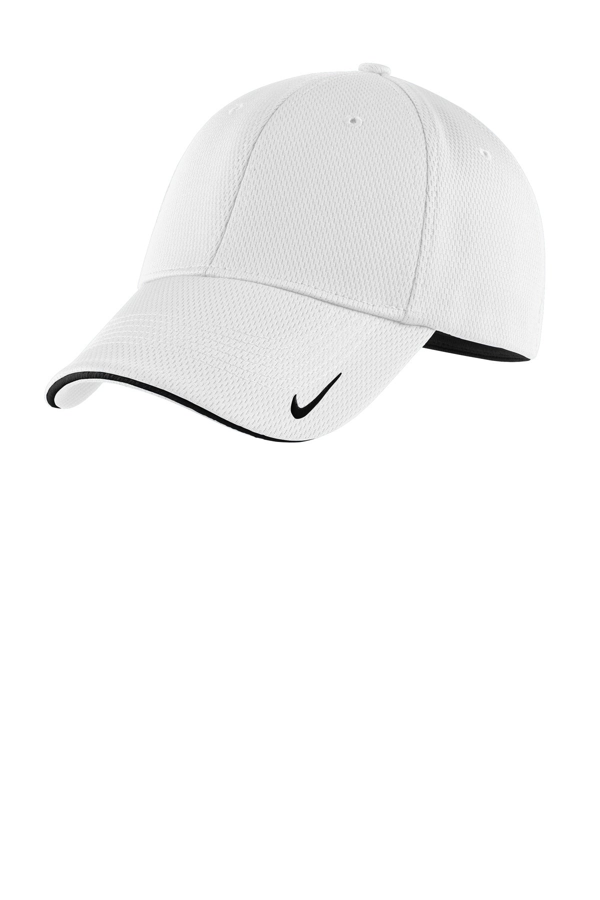 Custom logo Nike Dri-FIT Stretch Mesh Sandwich Bill Cap NKFD9718 in White/ Black