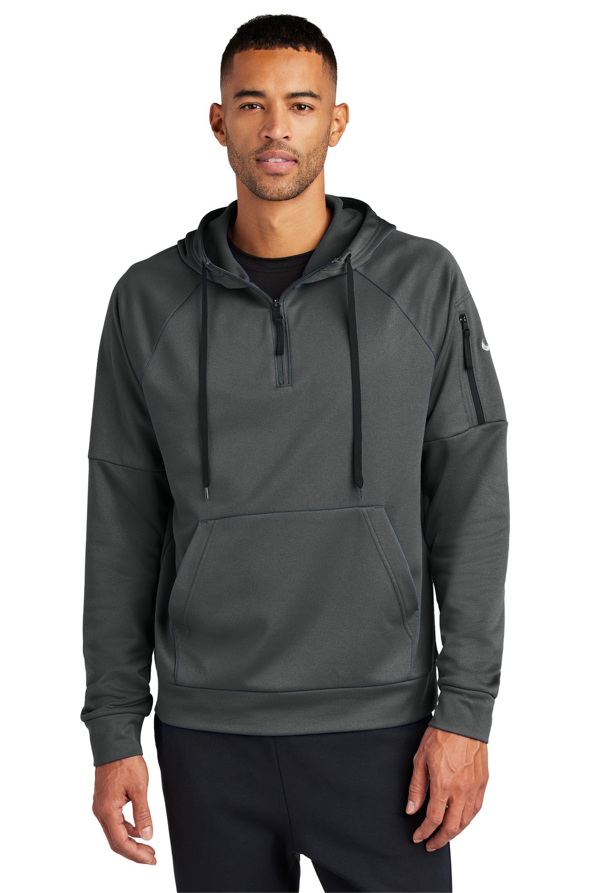 Custom logo Nike Therma-FIT Pocket 1/4-Zip Fleece Hoodie NKFD9742 in Anthracite