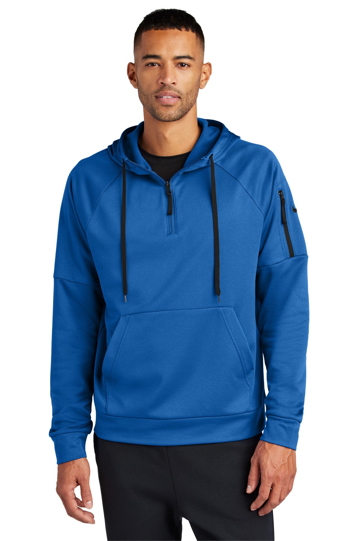 Custom logo Nike Therma-FIT Pocket 1/4-Zip Fleece Hoodie NKFD9742 in Game Royal