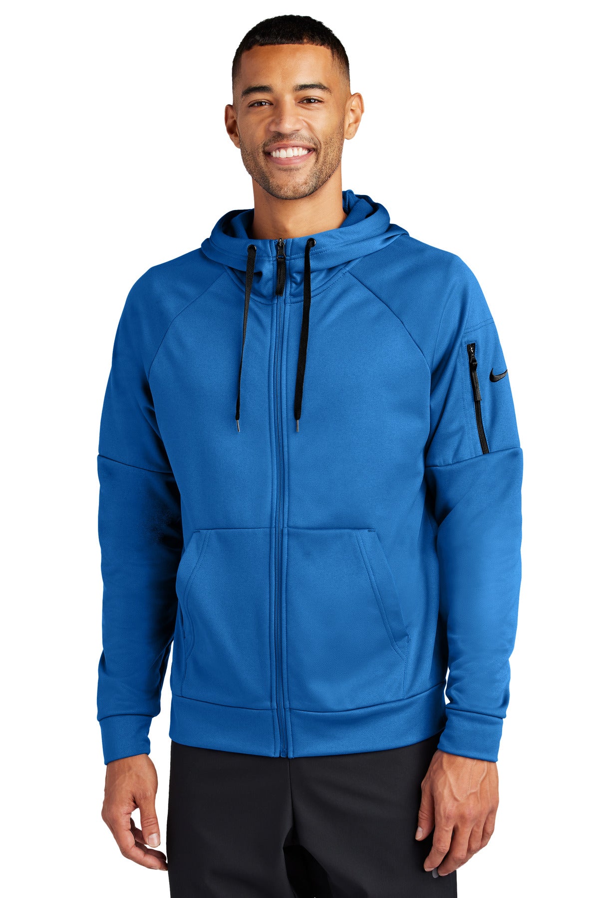 Custom logo Nike Therma-FIT Pocket Full-Zip Fleece Hoodie NKFD9859 in Game Royal