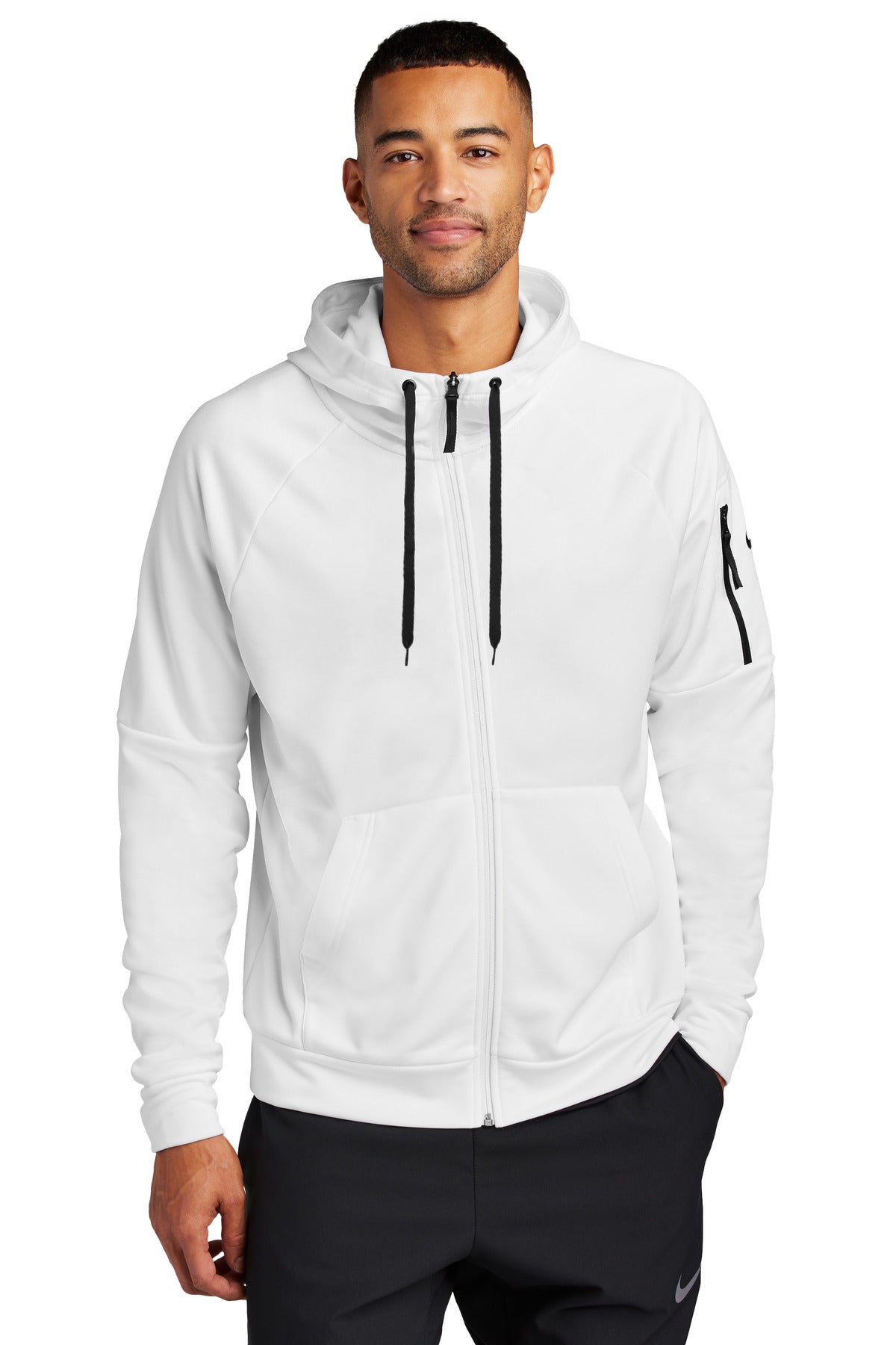 Custom logo Nike Therma-FIT Pocket Full-Zip Fleece Hoodie NKFD9859 in White