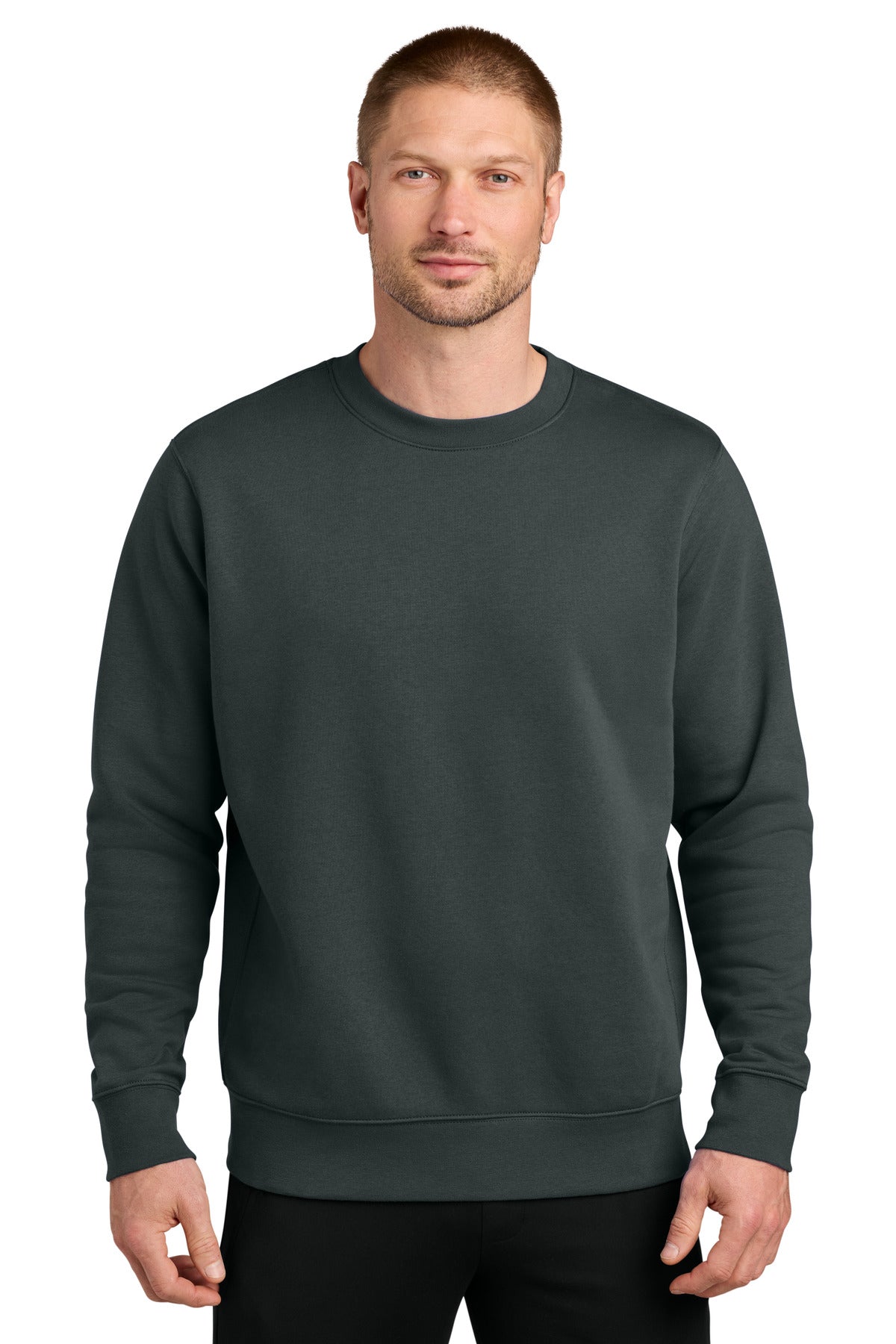 Custom logo Nike Club Fleece Sleeve Swoosh Crew NKFD9863 in Anthracite