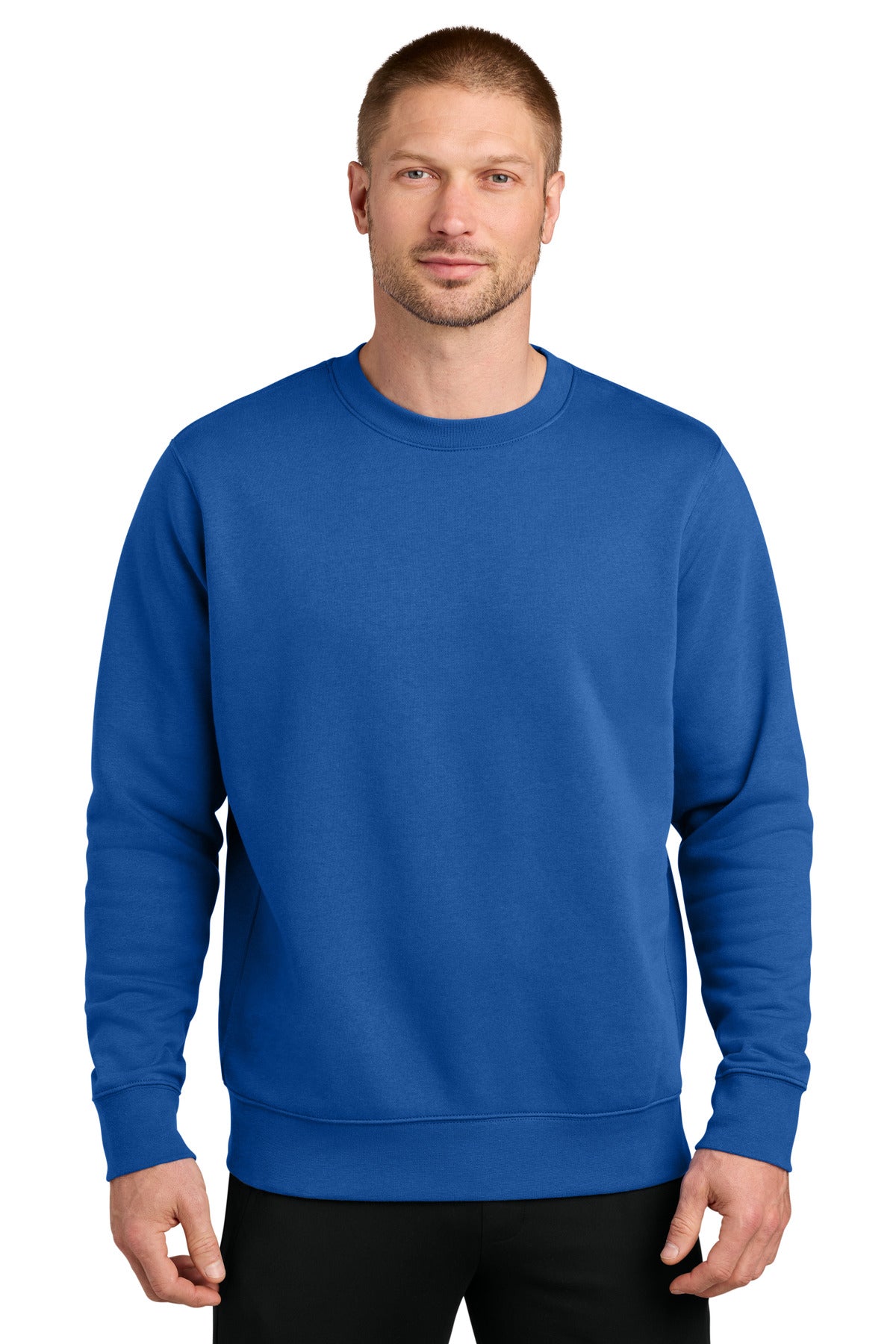 Custom logo Nike Club Fleece Sleeve Swoosh Crew NKFD9863 in Game Royal