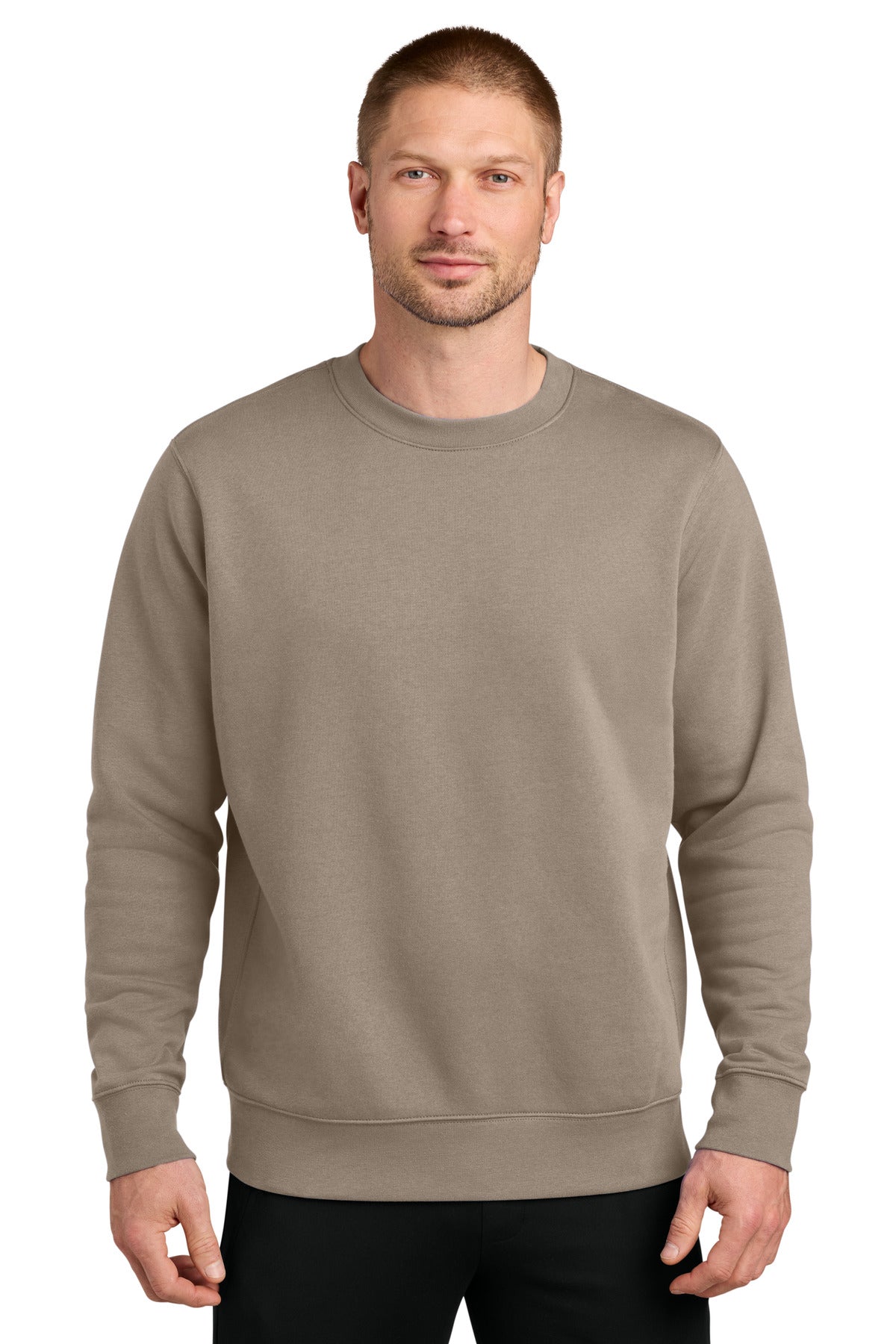Custom logo Nike Club Fleece Sleeve Swoosh Crew NKFD9863 in Khaki
