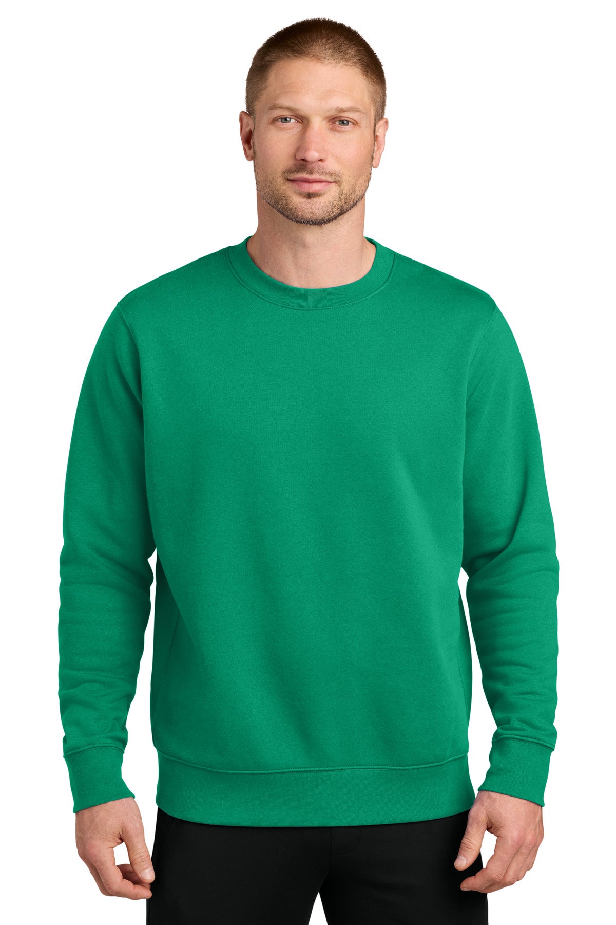 Custom logo Nike Club Fleece Sleeve Swoosh Crew NKFD9863 in Stadium Green