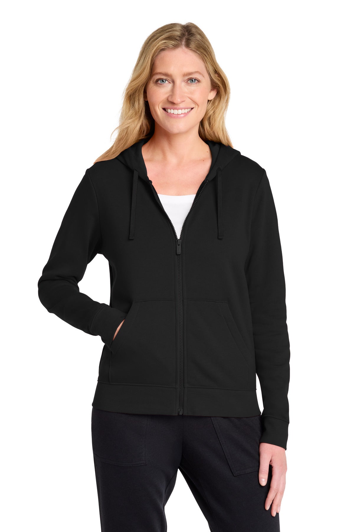 Custom logo Nike Women's Club Fleece Sleeve Swoosh Full-Zip Hoodie NKFD9890 in Black